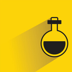 lab flask icon with shadow on yellow background