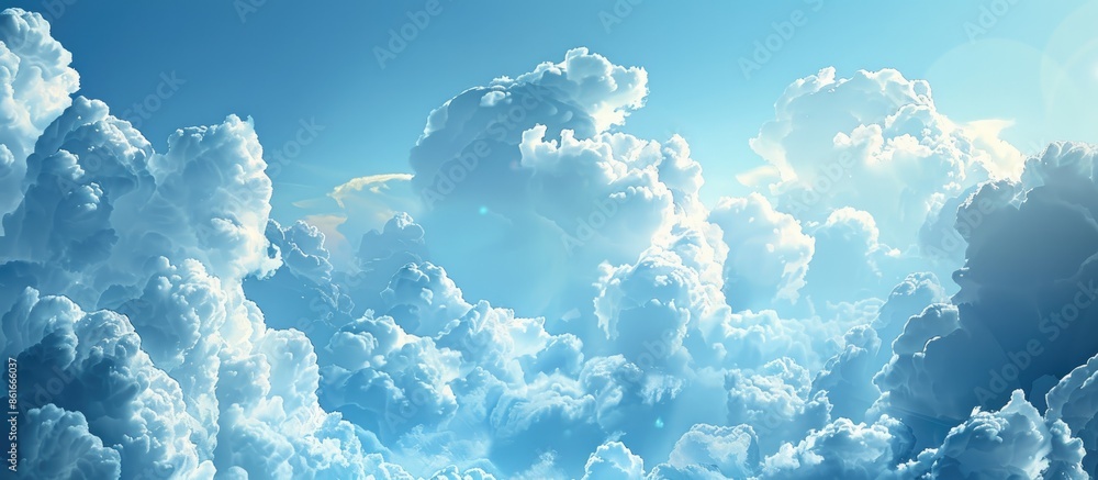 Poster clouds wisping through a blue sky, perfect as a background with empty space for images. with copy sp