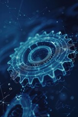 Obraz premium Wireframe Illustration of a gear