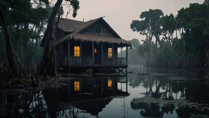 Fototapeta premium house on the river