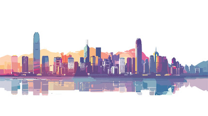 Cityscape panoramic skyline view of Hong Kong island