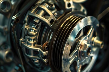 Obraz premium A detailed view of a car's engine and transmission, ideal for use in educational or informational contexts