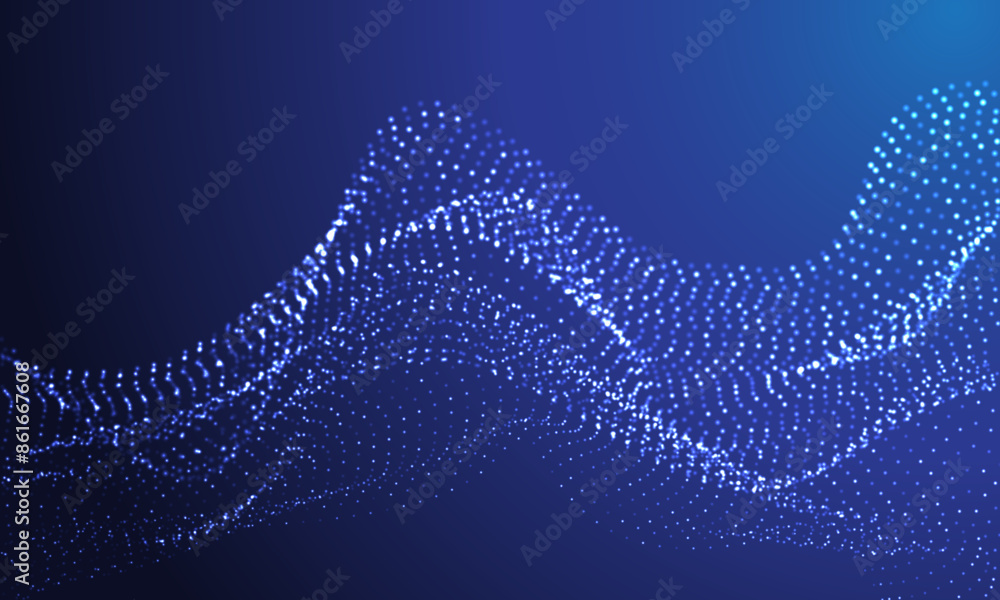 Poster abstract red dots wave mesh motion blur technology data design modern futuristic vector background
