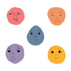 five emotions in the form of circles