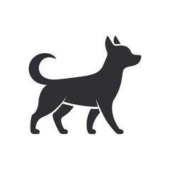 Wild animal. Veterinary clinic. Animals notes. Silhouette dog. Silhouette wild animal. Dog stencil. Clinic logo. Vector dog. Pet sign. Walking dog. Fox. Profile. Black silhouette. Pet side view.