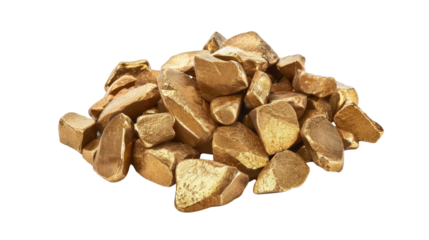 pile of gold rocks, transparent background PNG