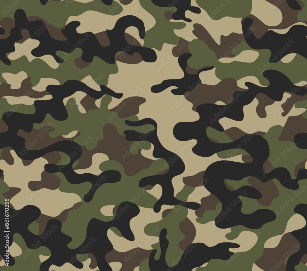 Poster 
army camo seamless print vector fashion pattern, urban textile design