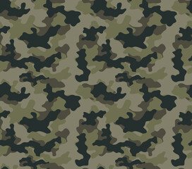 Fototapeta premium army camouflage pattern, seamless classic background, woodland khaki texture