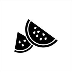 Watermelon icon. Half and whole, round piece, and triangular slice. isolated on white background. Vector illustration sliced watermelon.