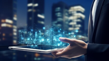 Mobile technology business concept, artificial intelligence, global connection network 