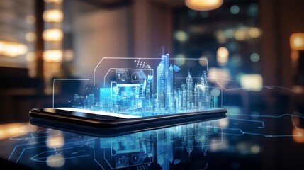 Mobile technology business concept, artificial intelligence, global connection network 