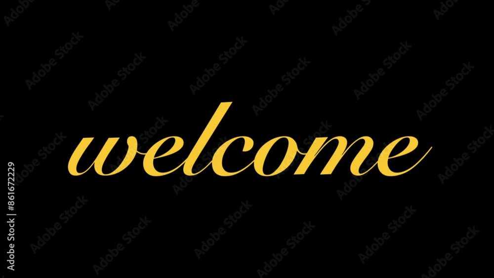 Poster modern line icon animation smooth text animation with word welcome font, yellow text animation, alph