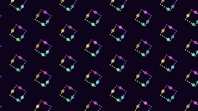 Colorful arrows form a captivating diagonal pattern on a black background. Vibrant shapes and colors create an engaging visual experience