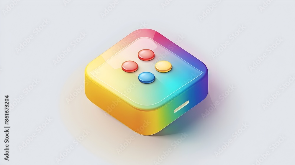 Aufkleber multicolored cubic game controller on plain background