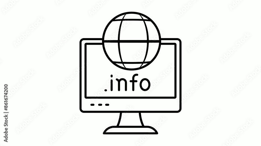 Poster dot info top level domain animated video, gtld globe and led footage, domain for information website
