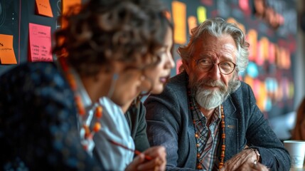 Obraz premium A professional stock photo of consultants in a meeting room, wearing business formal, in an organized environment, feeling strategic