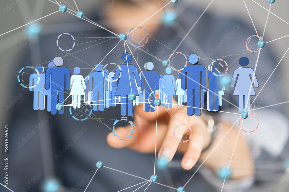 Poster Global network. Blockchain. 3D illustration. Neural networks and artificial intelligence. Abstract  3d