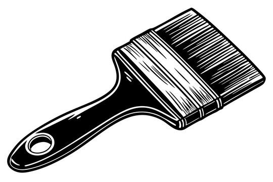 recommend clip art: A paintbrush in vintage woodcut 
