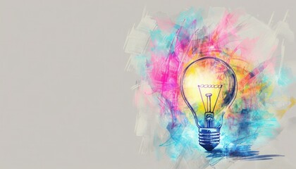 Success enlightenment abstract painting of light bulb symbolizing achievement and growth in business and personal development