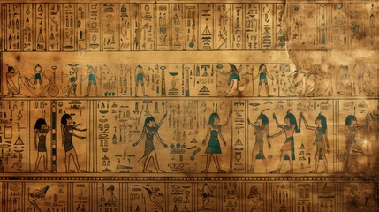 Old Egyptian hieroglyphs on an ancient background. 