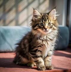 Obraz premium Cute fluffy bobtail kitten