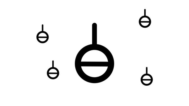 Zoom in and out animation the agender symbol. Large black symbol in the center and four small symbols around. Seamless looped 4k animation on white background