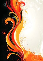 Orange and Black Abstract Floral Illustration