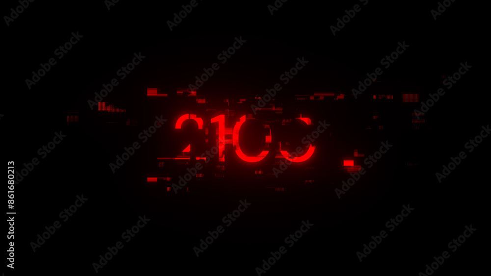 Aufkleber 3d rendering 2100 text with screen effects of technological glitches
