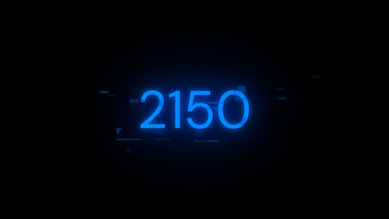 3D rendering 2150 text with screen effects of technological glitches