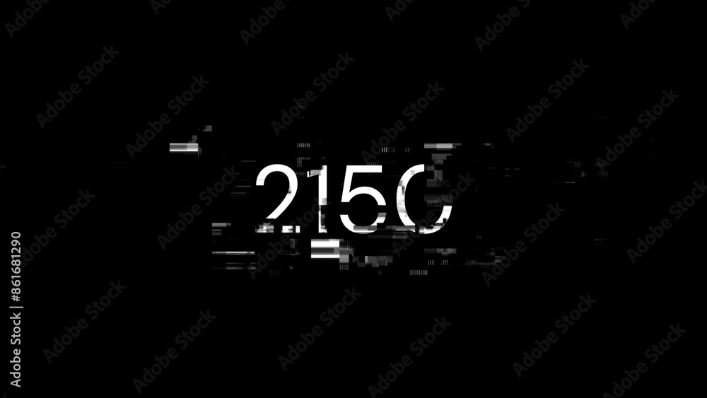 Poster 3d rendering 2150 text with screen effects of technological glitches
