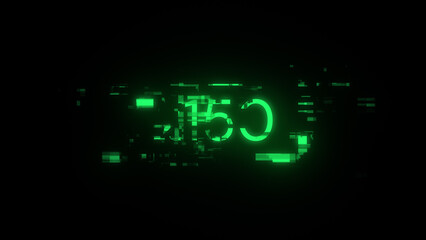 3D rendering 2150 text with screen effects of technological glitches