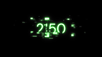 3D rendering 2150 text with screen effects of technological glitches