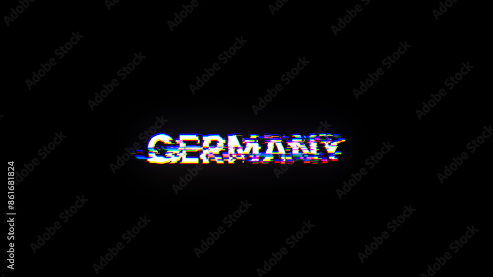 Poster 3d rendering germany text with screen effects of technological glitches