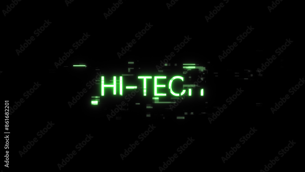 Poster 3d rendering hi tech text with screen effects of technological glitches