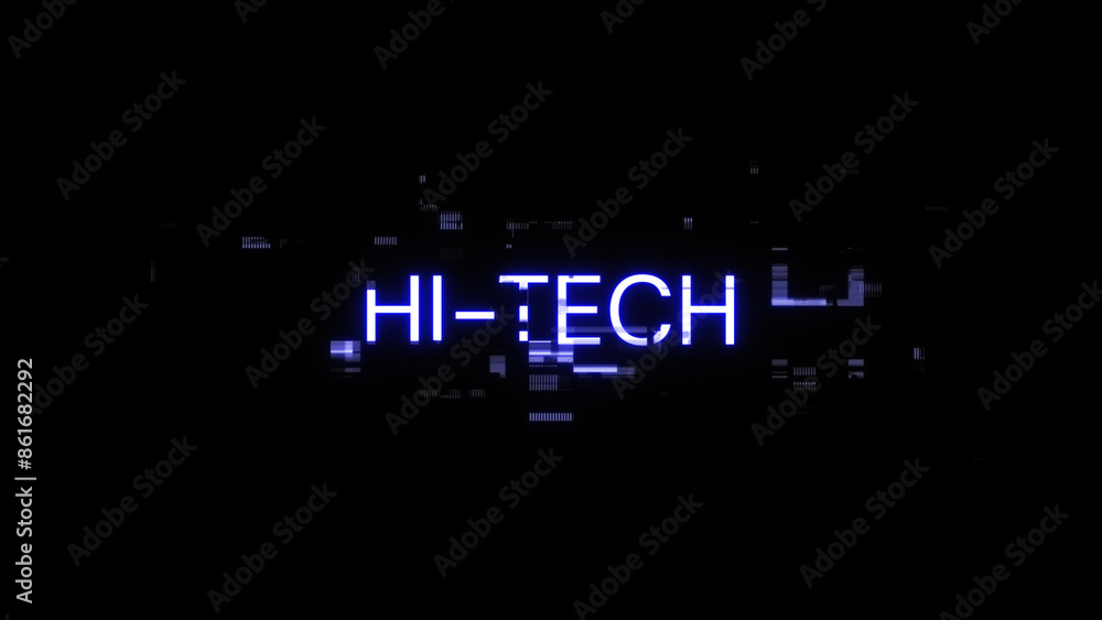 Poster 3d rendering hi tech text with screen effects of technological glitches