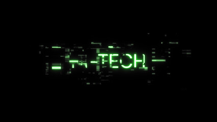 3D rendering hi tech text with screen effects of technological glitches