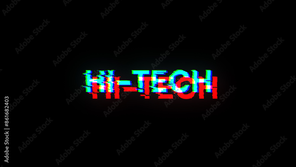 Poster 3d rendering hi tech text with screen effects of technological glitches