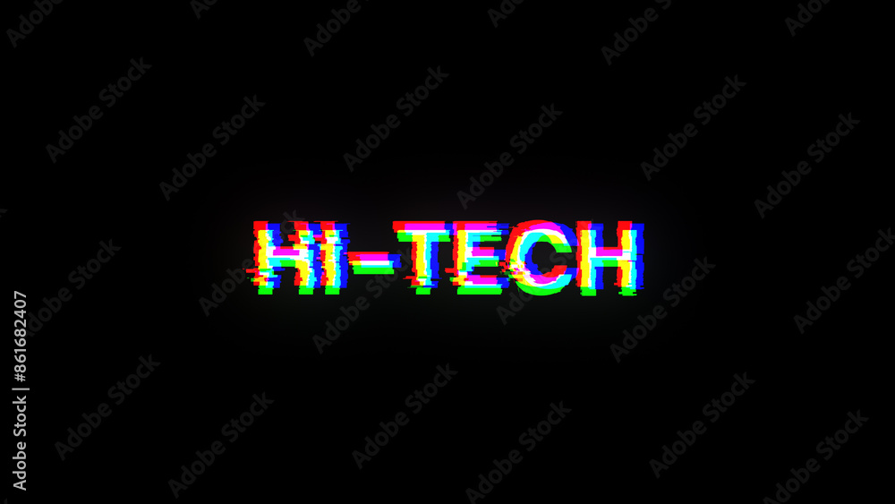 Poster 3d rendering hi tech text with screen effects of technological glitches