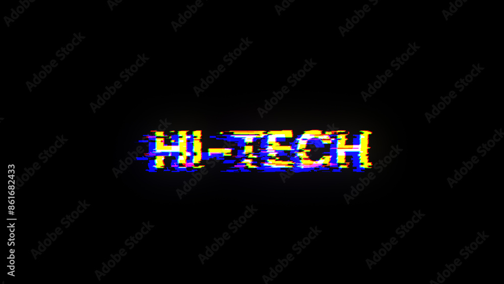 Poster 3d rendering hi tech text with screen effects of technological glitches