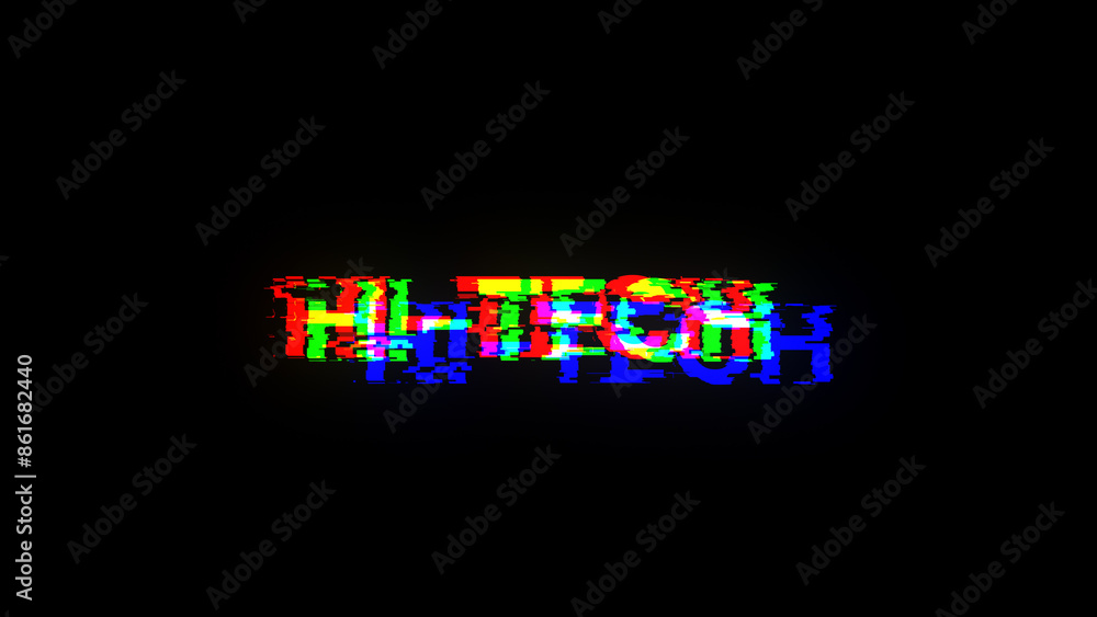 Poster 3d rendering hi tech text with screen effects of technological glitches