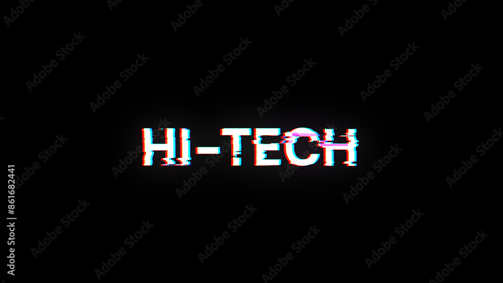 Poster 3d rendering hi tech text with screen effects of technological glitches