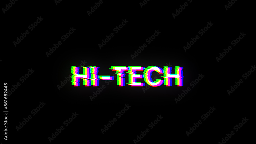 Poster 3d rendering hi tech text with screen effects of technological glitches