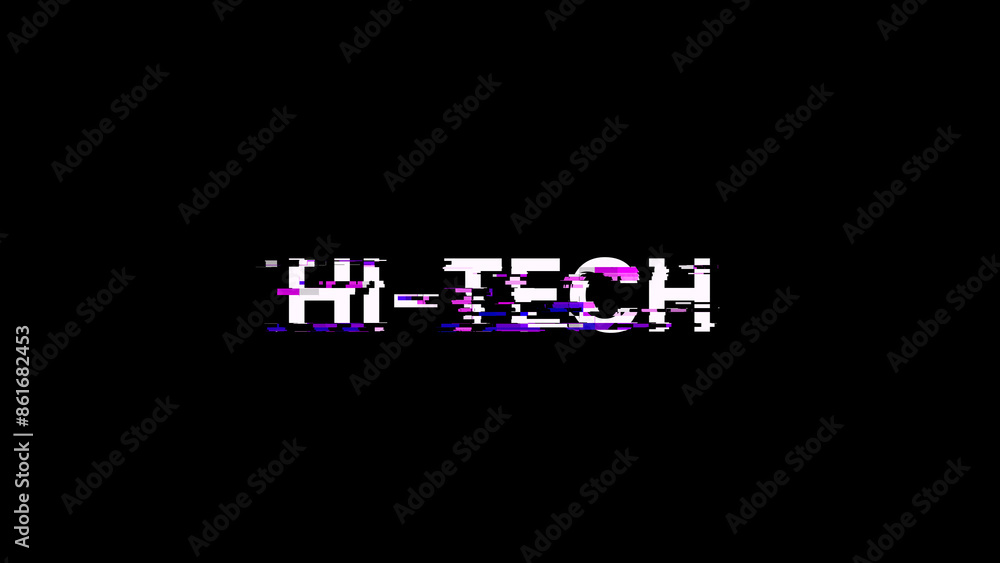 Poster 3d rendering hi tech text with screen effects of technological glitches