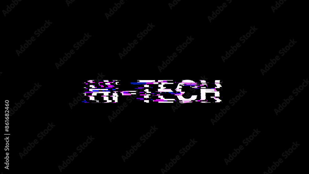 Poster 3d rendering hi tech text with screen effects of technological glitches