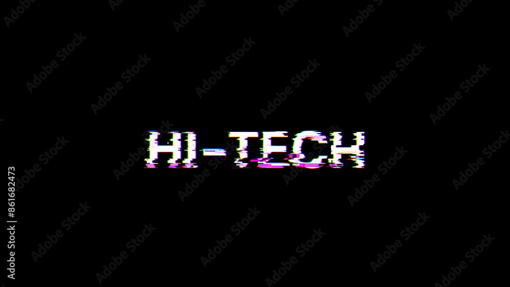 Poster 3d rendering hi tech text with screen effects of technological glitches