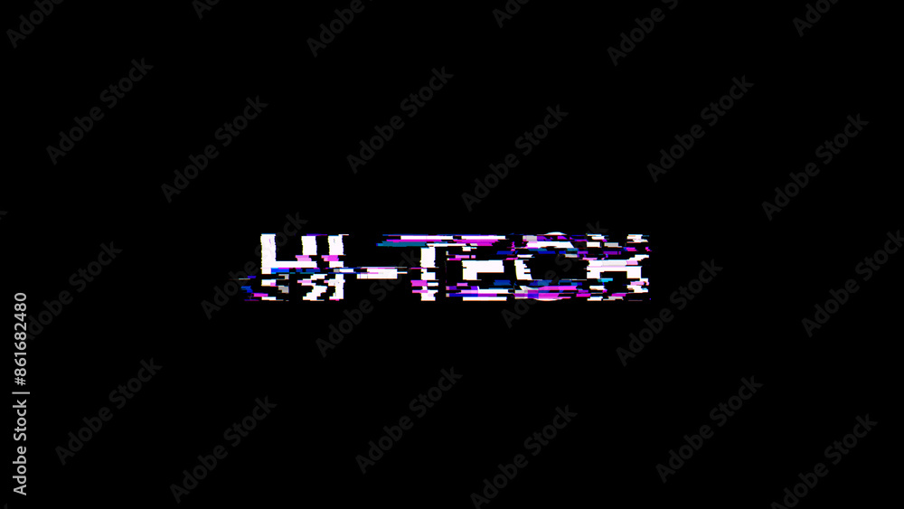 Poster 3d rendering hi tech text with screen effects of technological glitches