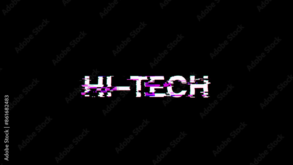 Poster 3d rendering hi tech text with screen effects of technological glitches