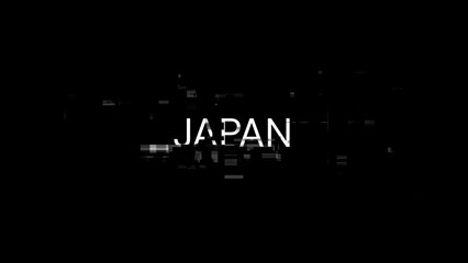 3D rendering Japan text with screen effects of technological glitches