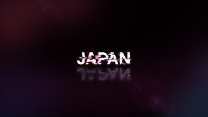 3D rendering Japan text with screen effects of technological glitches