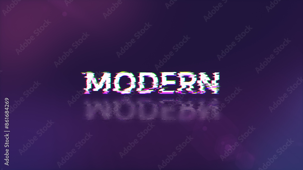 Poster 3d rendering modern text with screen effects of technological glitches
